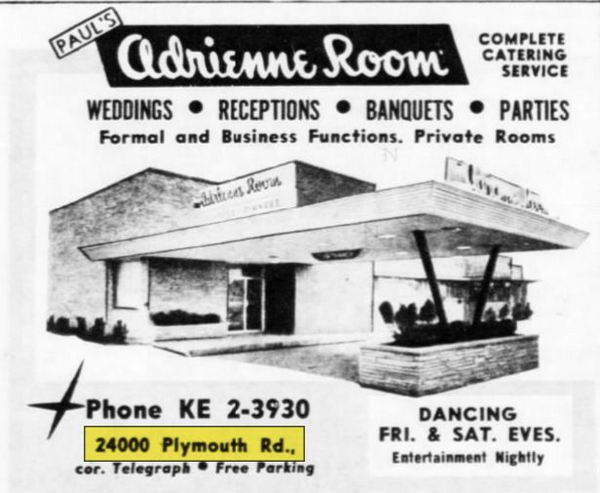 Pauls Steak House - Mar 1960 Ad For Adrienne Room